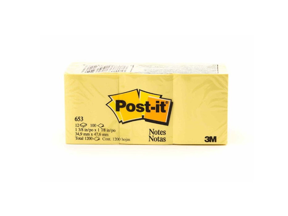3M Post-It Notes Canary Yellow 653 1.5inx2in 12pads/pack - Altimus