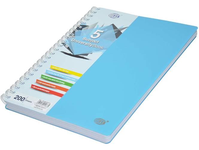 University Book, 5 Subject, A4, PP Neon Hard Cover, 200-Sheets, Turquiose - FSUB5SPPTU - Altimus