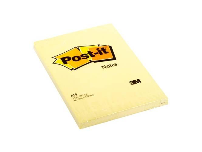 3M Post-It Notes Canary Yellow 659 4inX6in
