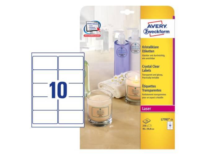 Avery® Crystal Clear Labels, 96 x 50.8 mm, [Pack of 25] 250 Lables - Altimus
