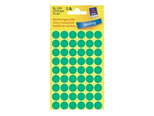 Avery Marking Labels, Dots, 12 mm, Green, 270/pack - Altimus