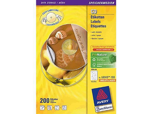 Avery CD Labels, 117 mm [200 Labels] for Laser & Inkjet Printers [L6043-100] - Altimus