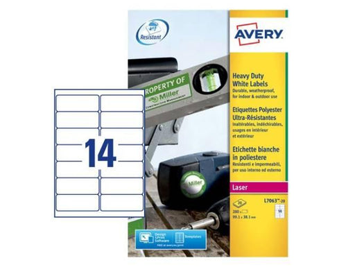 Avery® Heavy Duty Laser Labels, 99.1 x 38.1 mm, 280 Labels - L7063-20 (Pack of 20) - Altimus
