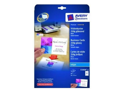 Avery Business Cards for Inkjet, Glossy, 54 x 85 mm, 250gsm, 200labels-pack - Altimus
