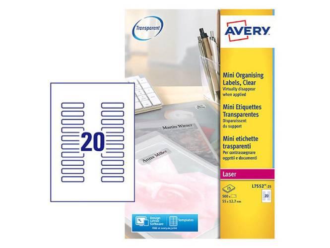 Avery L7552-25 Multipurpose Labels 55 x 12.7mm, Transparent Labels - Altimus