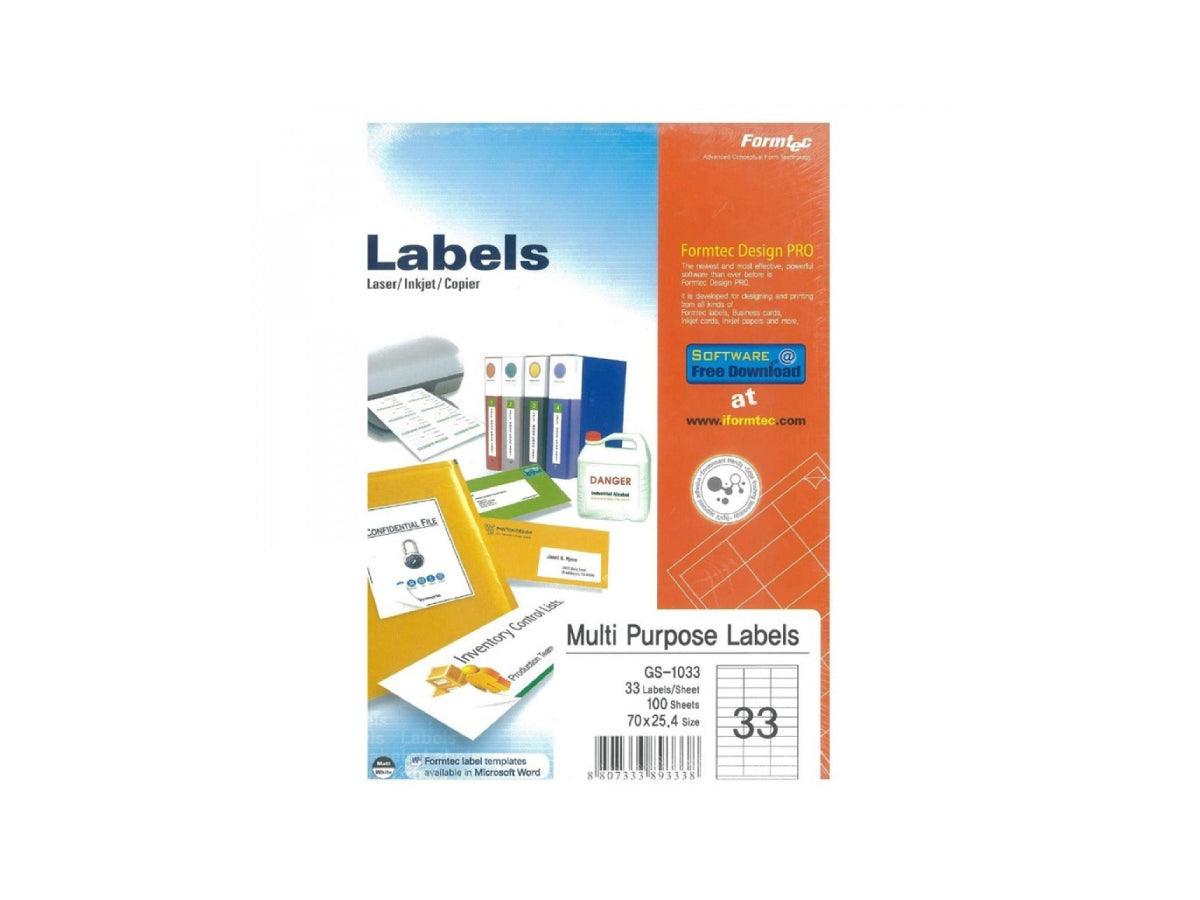 Formtec FT-GS-1033, 70x25mm, 33 Labels Per Sheet | Dubai & Abu Dhabi ...