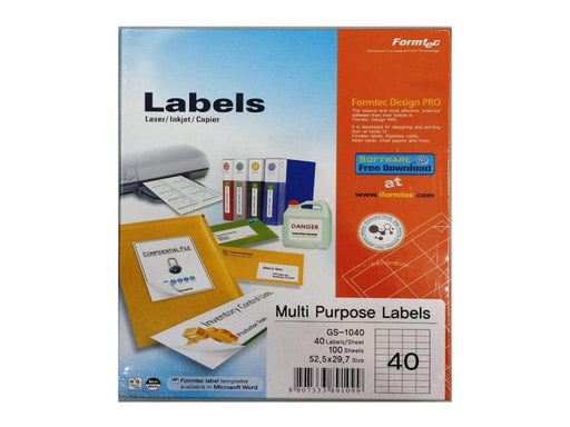 Formtec Labels 52x29mm 40 Labels Per Sheet FT-GS-1040 - Altimus