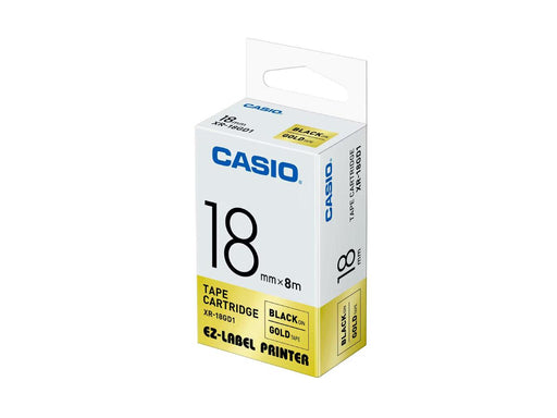 Casio XR-18GD1 Tape Cassette, 18mm X 8mm, Black on Gold - Altimus