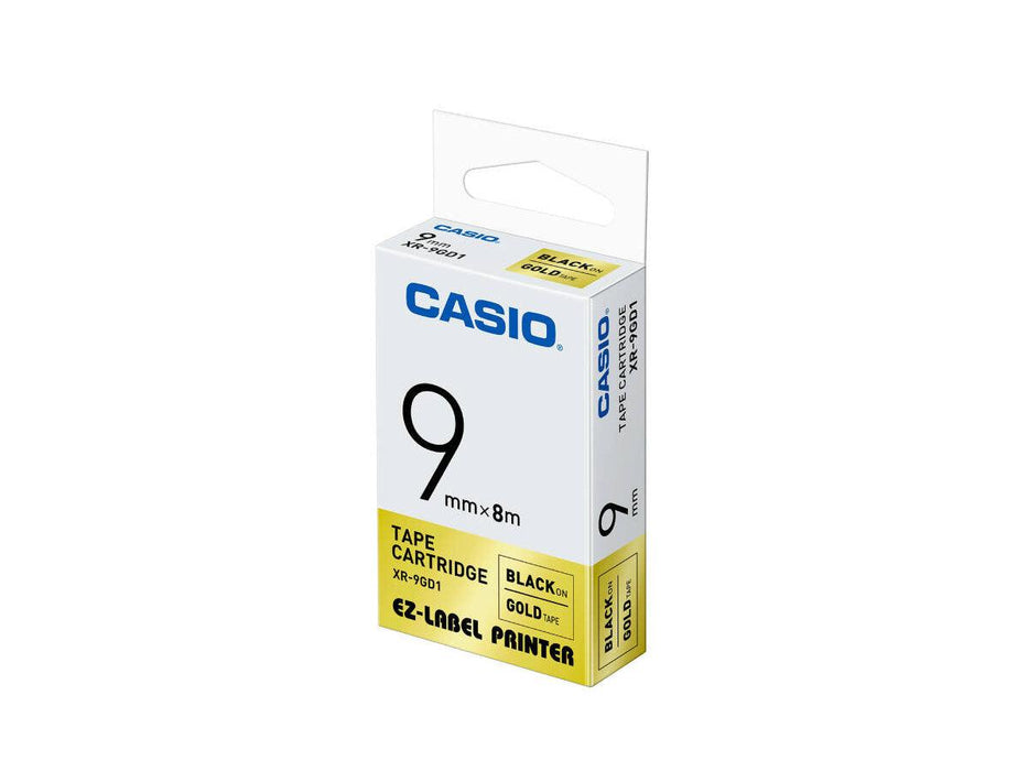 Casio XR-9GD1 Tape Cassette, 9mm X 8mm, Black on Gold - Altimus