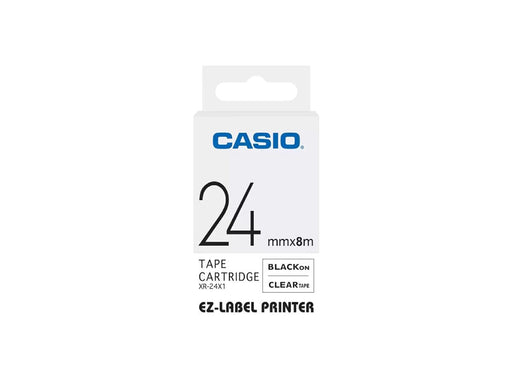 Casio XR-24X1 Tape Cassette, 24mm X 8mm, Black on Clear - Altimus