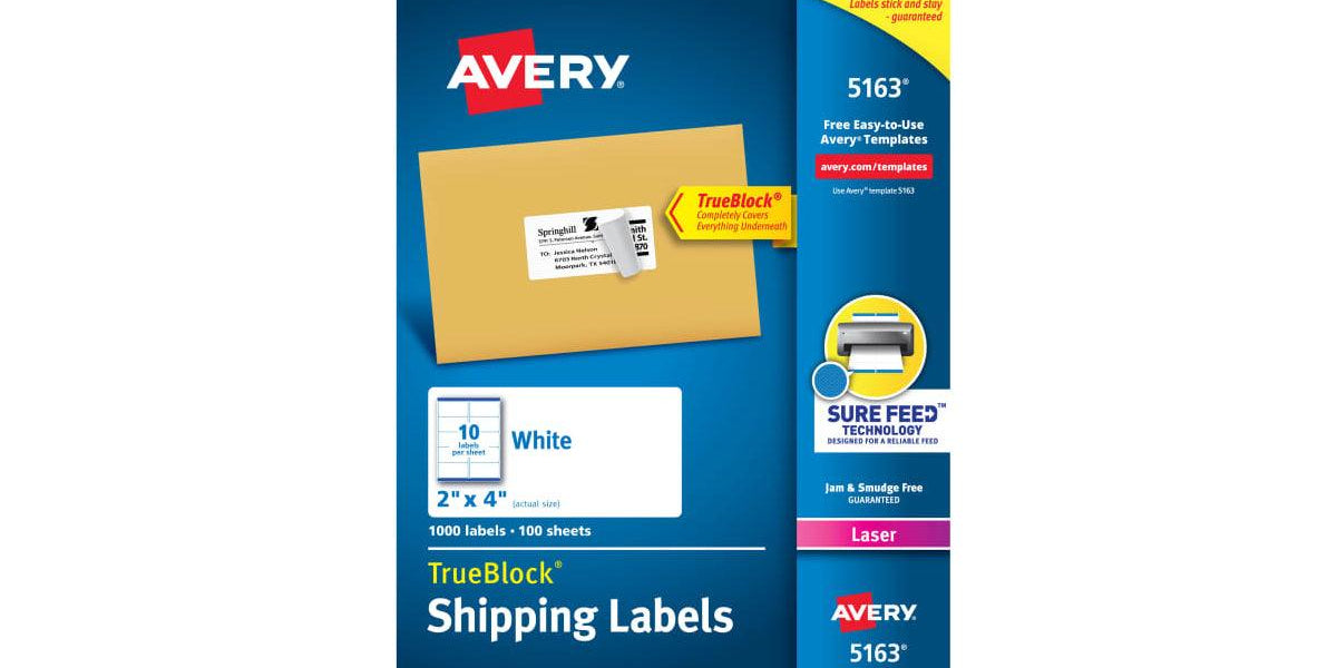 Trueblock Shipping Labels Avery® TrueBlock® Shipping Labels, Sure FeedTM Technology, Permanent ...
