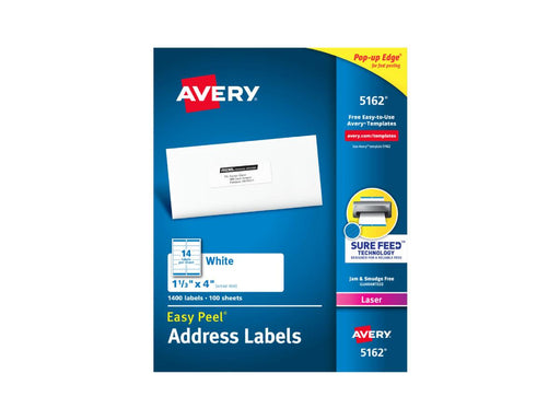 Avery 5162 Easy Peel Address Labels, 1-1/3" x 4", 1400 Labels - Altimus