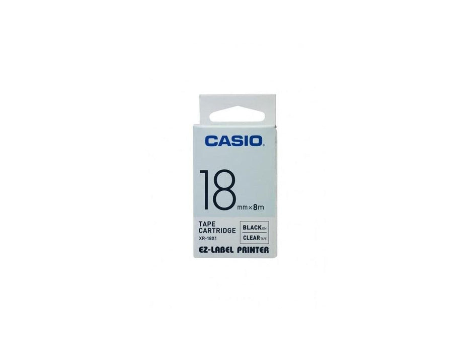 Casio XR-18X1 Tape Cassette, 18mm X 8mm, Black on Clear - Altimus