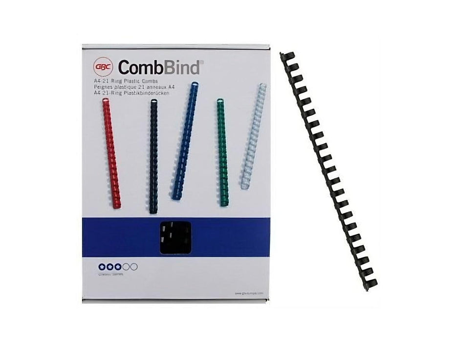 GBC 25mm Comb Binding Rings, Round Black, 50/box (4028182) - Altimus