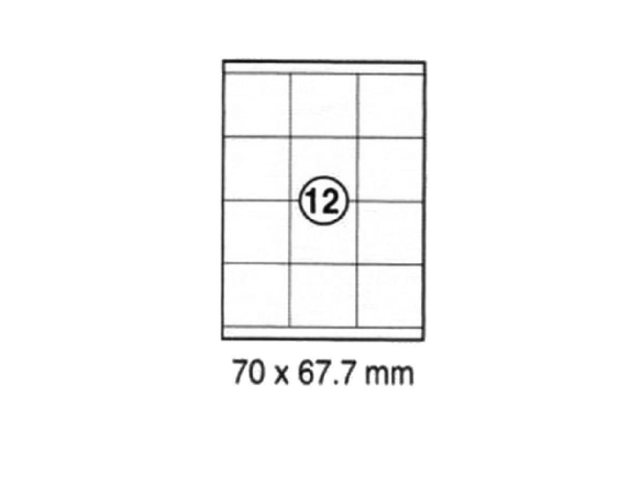 xel-lent 12 labels-sheet, straight corners, 70 x 67.7 mm, 100sheets-pack