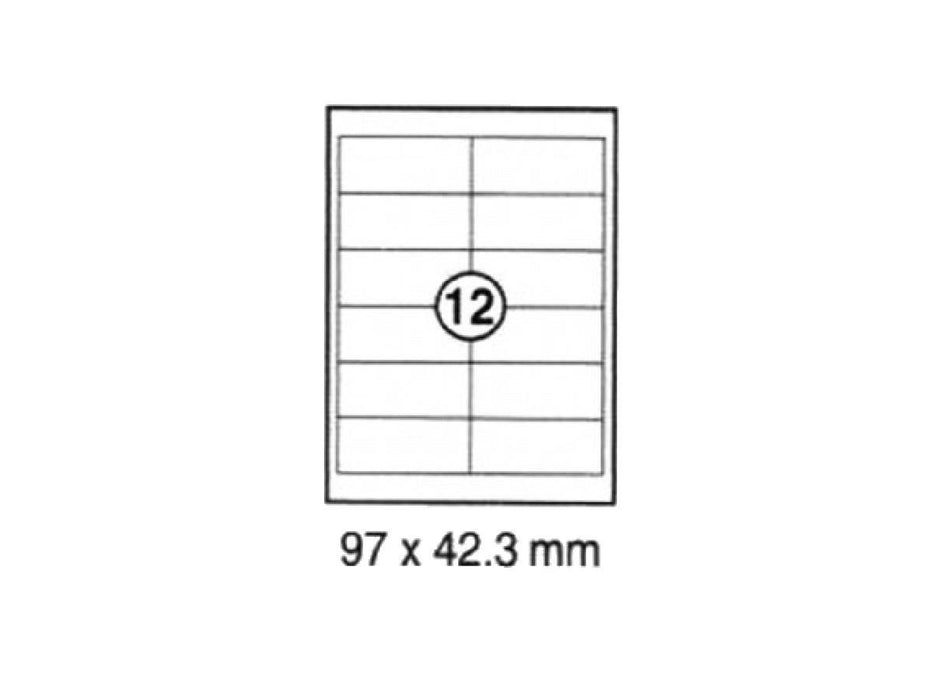 xel-lent 12 labels-sheet, straight corners, 97 x 42.3 mm, 100sheets-pack