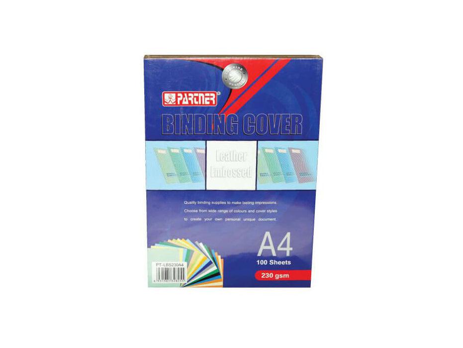 Partner A4 Embossed Leather Board Binding Cover 100/pack White - Altimus