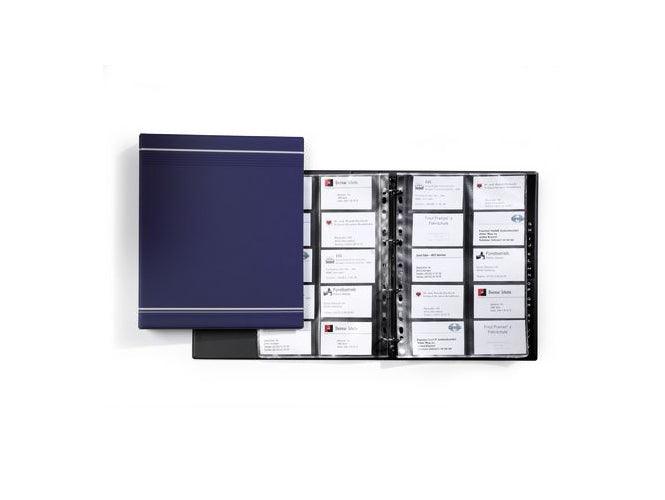 Durable Visifix Business Card Ring Binder for 400 Cards, A4, 20 Pockets, Blue - Altimus
