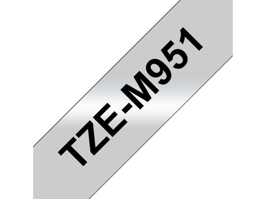 Brother P-Touch 24MM TZ-M951 Laminated Tape, 8 m, Black on Matt Silver - Altimus