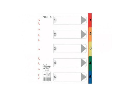 Deluxe Divider Plastic Colored A4 with numbers 1-5 - Altimus