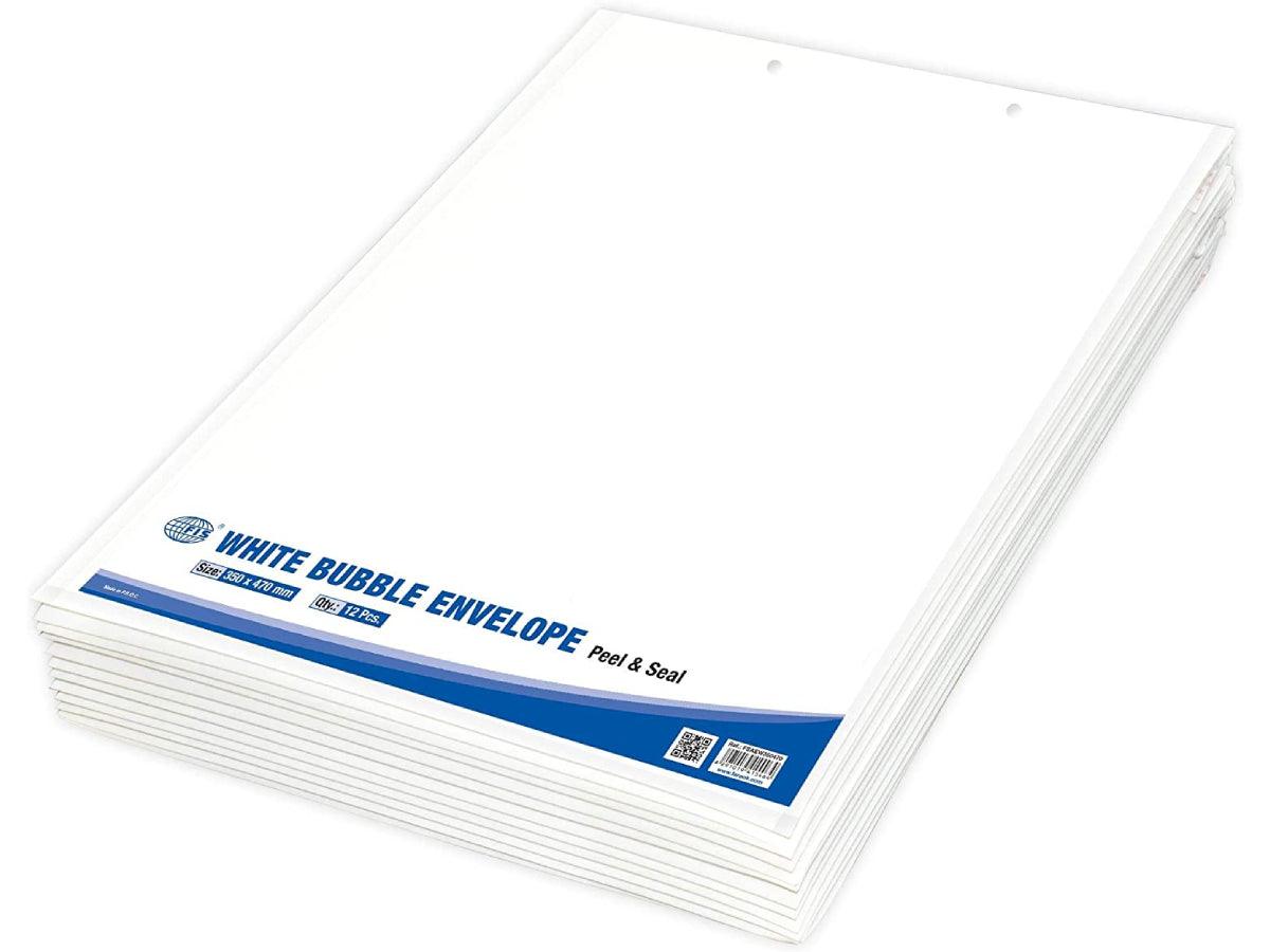 White Bubble Envelopes, 350 x 470mm, 12pcs/pack (FSAEW350470) - Altimus