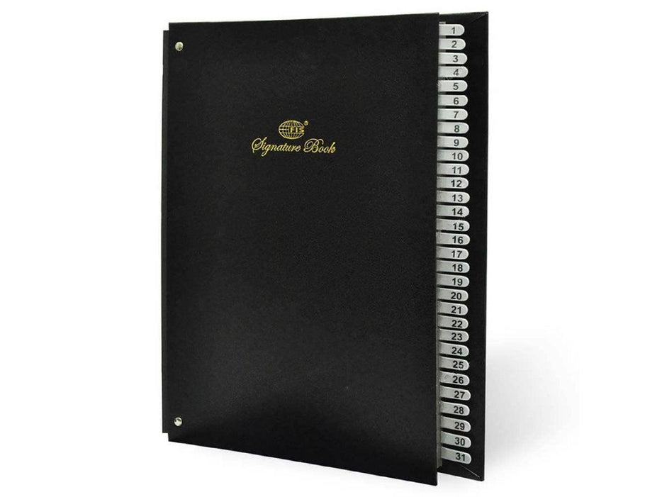 Signature Book, Vinyl Material Cover, 31 Sheets (1-31), Black Color, 240 x 340mm - Altimus