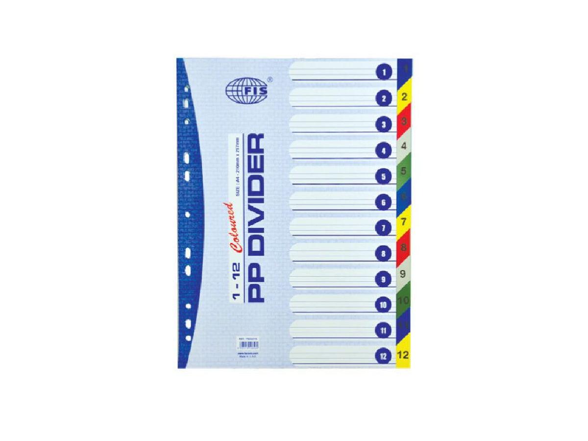 Divider Plastic Colored A4 with numbers 1-12 - Altimus