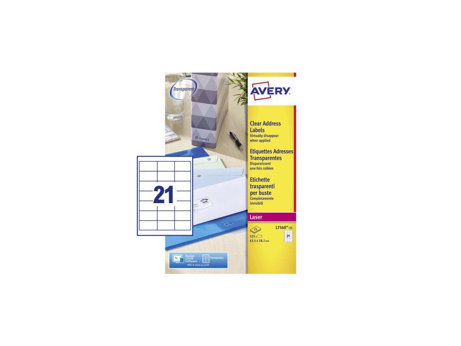 Avery Clear Addressing Label, 63.5 x 38.1mm 25Sheets/Pack - 7560 - Altimus