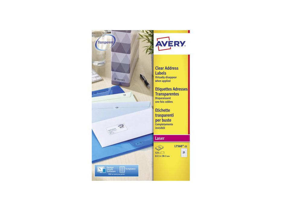 Avery Clear Addressing Label, 63.5 x 38.1mm 25Sheets/Pack - 7560 - Altimus