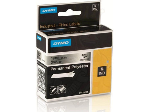 Dymo Rhino Metallized Polyester Tape - 19mm, Black Text (18487-18762) - Altimus