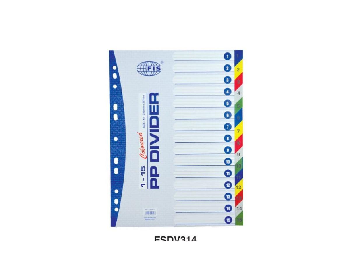 Divider Plastic Colored A4 With Numbers 1-15 - Altimus