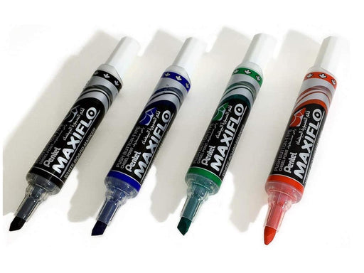 Pentel MWL6 Maxiflo Chisel Tip White Board Marker, Assorted (Pack of 4) - Altimus