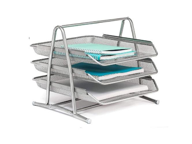 Deluxe Metal Mesh 3 Tier Document Tray Silver - Altimus