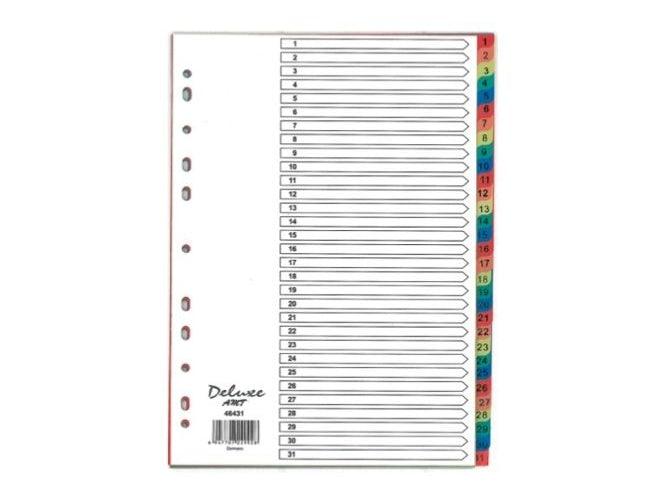 Deluxe Divider Plastic Colored A4 with numbers 1-31 - Altimus