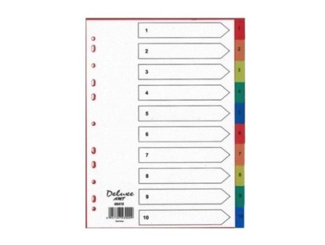 Deluxe Divider Manila Colored A4 with numbers 1-10 - Altimus