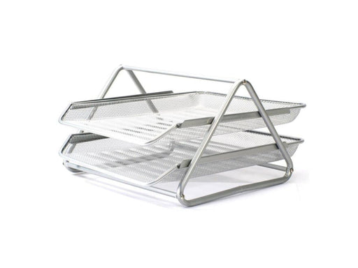 Deluxe Metal Mesh 2 Tier Document Tray Silver - Altimus