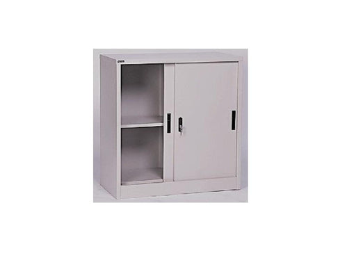Rexel Low Height Cupboard Sliding Steel With 1 Adjustable Shelf, RXL102SS (Grey) - Altimus