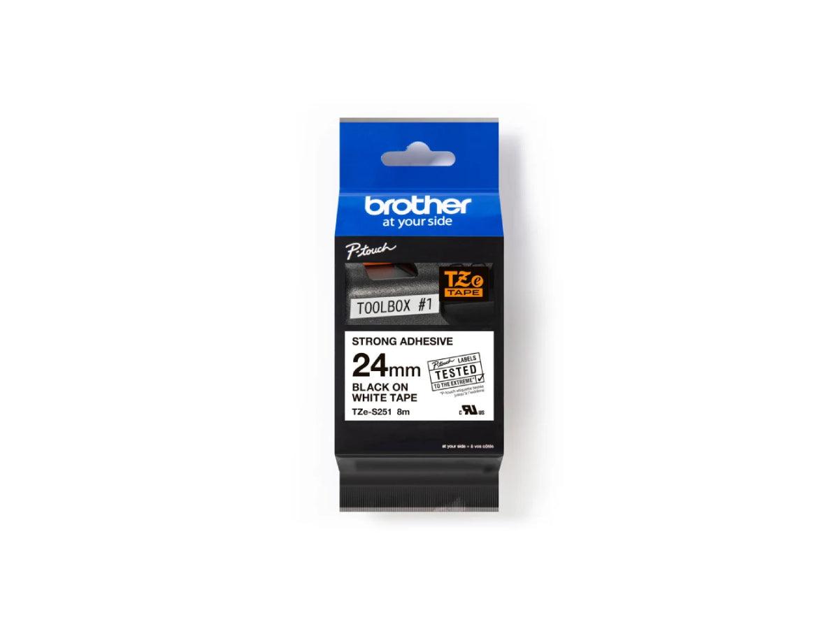 Brother P-touch 24mm TZ-S251 Strong Adhesive Tape, Black on White - Altimus