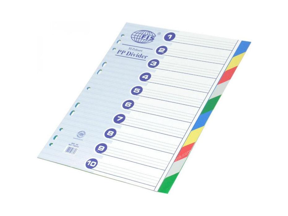 Divider Plastic Colored A4 10 Tabs - Altimus