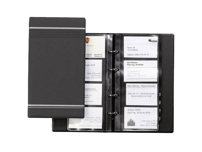 Durable Visifix Business Card Ring Binder for 200 Cards 25 x 14 cm 25 Pockets, Black - Altimus