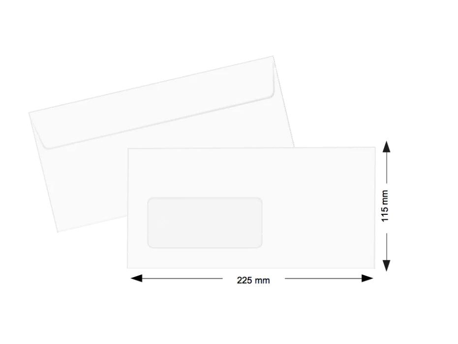 White Envelope 115 X 225mm, DL, left Window (Pack of 50) - Altimus