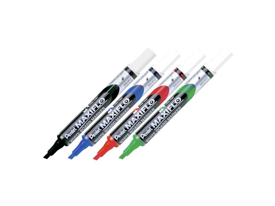 Pentel Maxiflo MWL6S Fine Chisel Tip White Board Marker, Assorted (Pack of 4) - Altimus