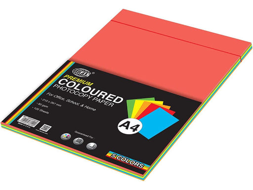 Premium Color Photocopy Paper, 100 Sheets, 80 gsm, 5 Assorted Premium Colors, A4 Size - Altimus