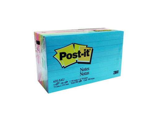 3M Post-It Notes Lined Ultra Colors 635-5AU 3inx5in 5pads/pack - Altimus