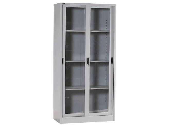 Rexel Full Height Cupboard Sliding Glass With 3 Adjustable Shelves, RXL101SG (Grey) - Altimus