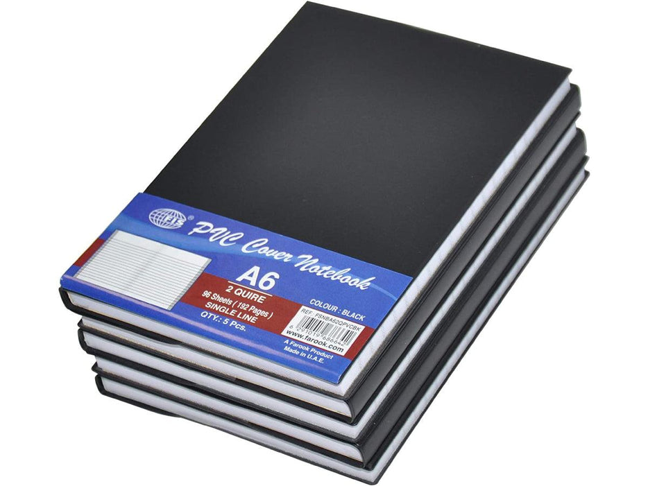 PVC Cover Notebook A6, 2-Quires Black, 5pcs/pack - Altimus