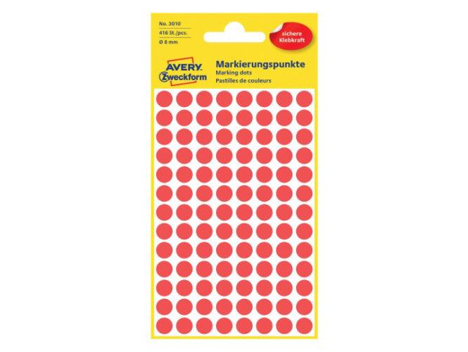 Avery Marking Labels, Dots, 8 mm, Red, 416/pack