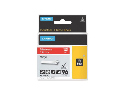 Dymo Rhino 1805429 Vinyl 24mm White on Red Tape - Altimus