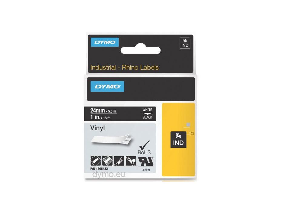 Dymo Rhino 1805432 Vinyl 24mm White on Black Tape - Altimus