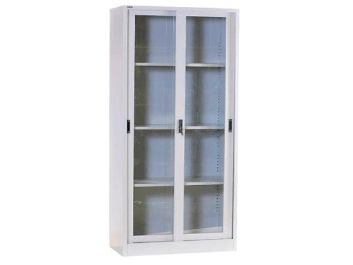 Rexel Full Height Cupboard Sliding Glass With 3 Adjustable Shelves, RXL101SG (Off White) - Altimus
